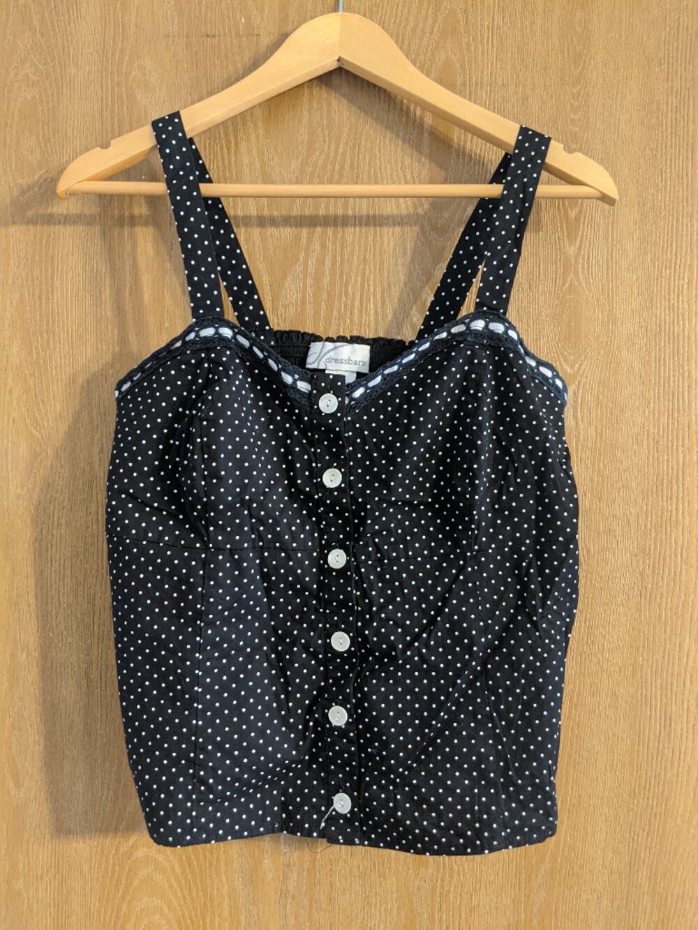 Dressbarn Black Polka Dot Button Front Tank Top Meduim